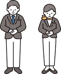 お辞儀をするホテルスタッフのイラスト｜商用可・フリーイラスト素材｜ソコスト